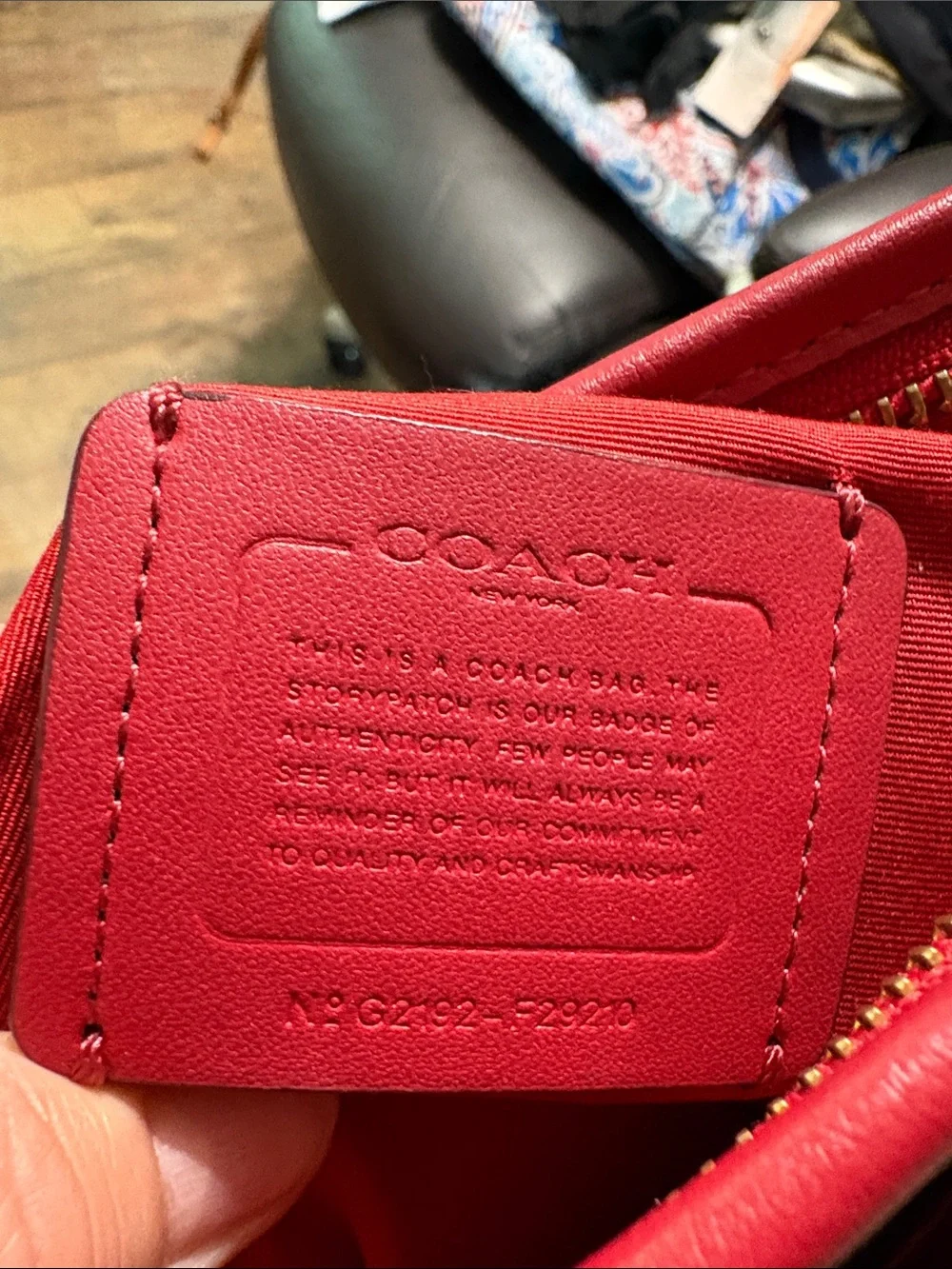Coach Brown Signature Crossbody with Red Trim